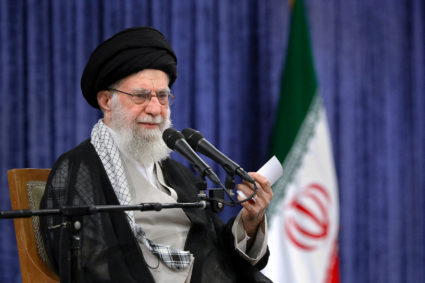 FILE PHOTO: Iran's Supreme Leader Ayatollah Ali Khamenei speaks during a meeting in Tehran
