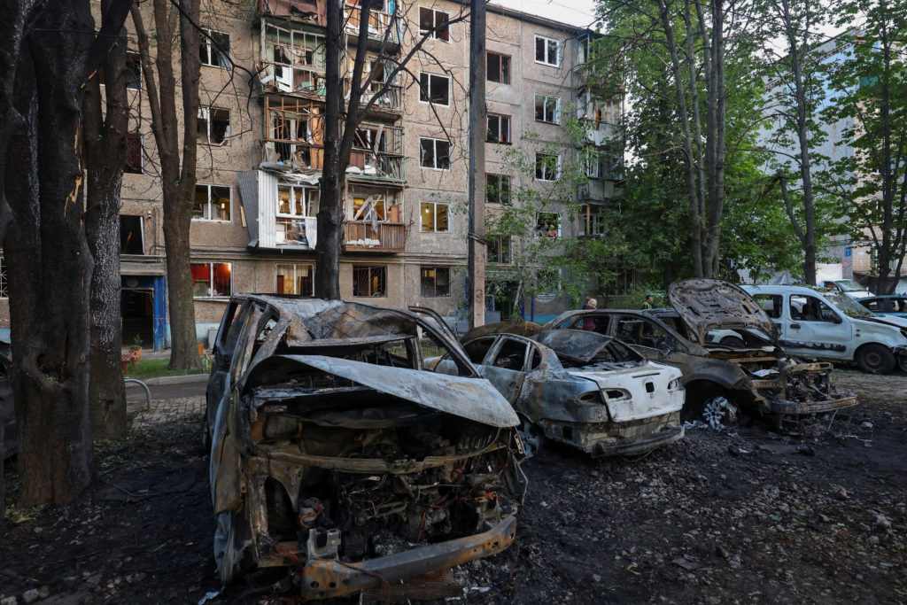 Aftermath of a Russian drone attack in Kharkiv