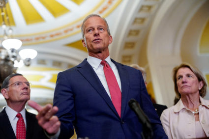 Senate Republican leaders hold a press conference following their weekly policy lunches on Capitol Hill in Washington