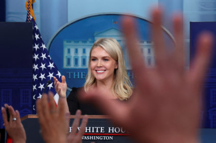 White House Press Secretary Karoline Leavitt holds a press briefing at the White House in Washington