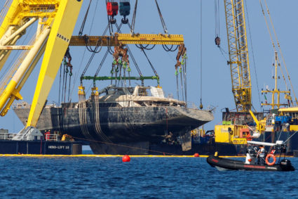 Recovery of Mike Lynch's sunken yacht 'Bayesian' from Sicilian waters