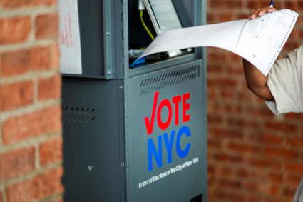 Early voting during primary election in Brooklyn, New York
