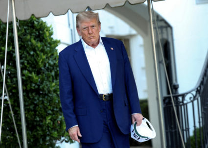 U.S. President Trump departs to attend the NATO Summit in The Hague, at the White House in Washington, D.C.