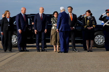 U.S. President Donald Trump arrives at Amsterdam Airport Schiphol