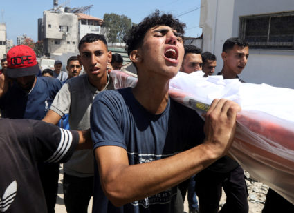 Funeral of Palestinians who, according to Gaza's health ministry, were killed in an Israeli air strike, in Gaza City