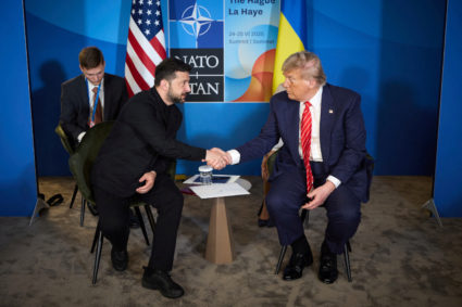 Trump meets with Zelenskyy at NATO summit, says Ukraine war is 'a mess' for Putin