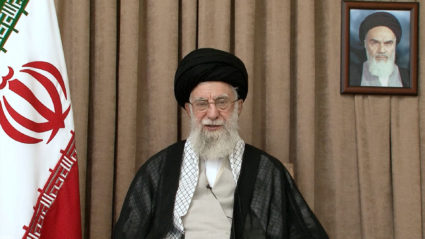 Iran's Supreme Leader Ayatollah Ali Khamenei speaks in a televised message, after the ceasefire between Iran and Israel, i...