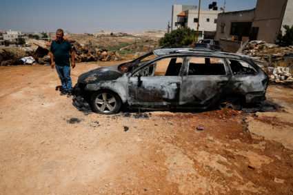 Aftermath of an Israeli settlers attack, in Kafr Malik