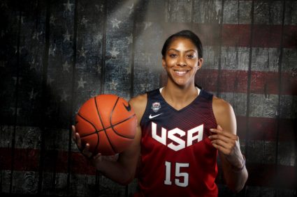Basketball player Candace Parker poses for a portrait at the U.S. Olympic Committee Media Summit in Beverly Hills
