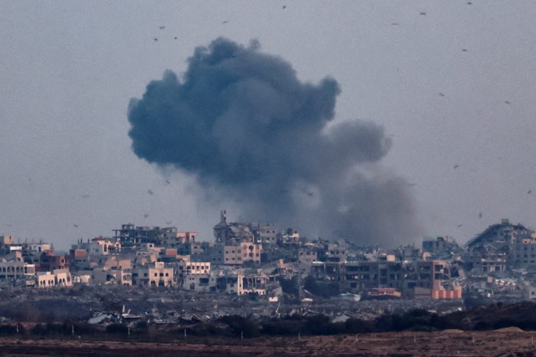 Smoke rises from Gaza after an explosion