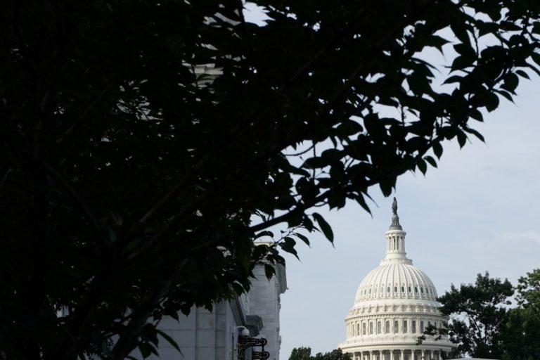 View shows the dome of the U.S. Capitol, in Washington