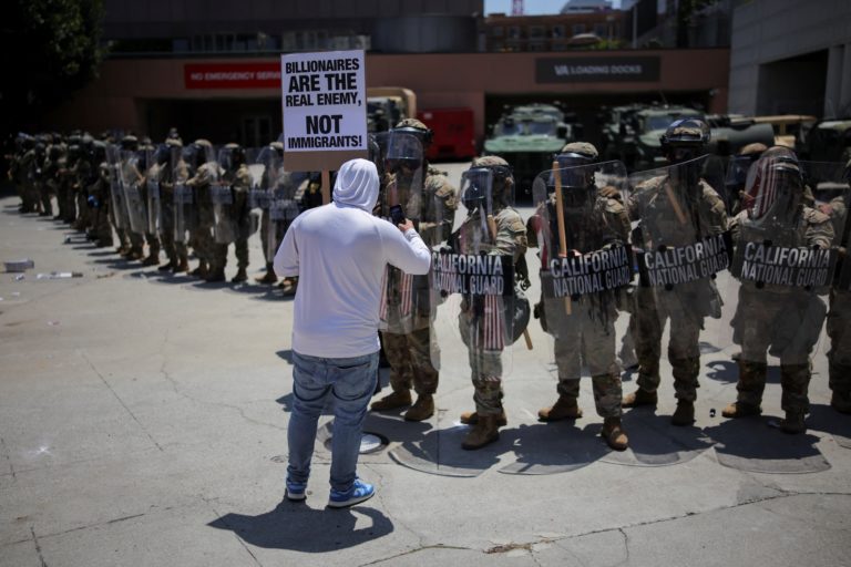 Protest following multiple detentions in downtown Los Angeles