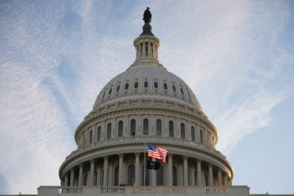 U.S. flag flys at full staff at the West Front the U.S. Capitol building on the inauguration day of Donald Trump in Washin...