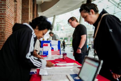 Early voting during primary election in Brooklyn, New York