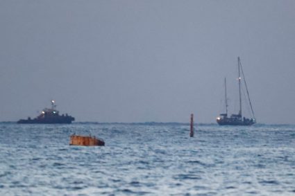 Gaza-bound British-flagged yacht "Madleen" approaches Ashdod port in Israel following a take over last night by the Israel...