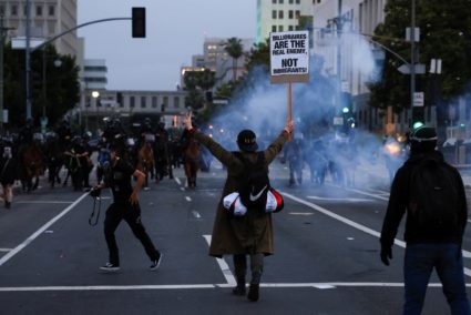 Protest following multiple detentions in downtown Los Angeles