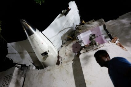 Aftermath of the Air India crash during take-off, in Ahmedabad