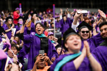 New York University (NYU) graduation ceremony at Yankee Stadium in New York