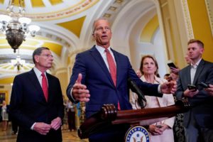 Senate Republican leaders hold a press conference following their weekly policy lunches on Capitol Hill in Washington