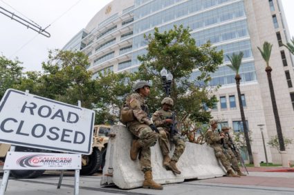 U.S. National Guard at federal building in Santa Ana