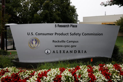 Signage is seen outside of the U.S. Consumer Product Safety Commission in Rockville, Maryland
