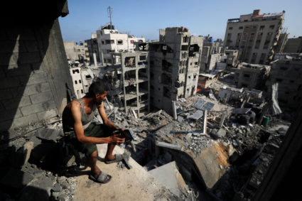 Aftermath of an Israeli strike Shati (Beach) refugee camp, in Gaza City