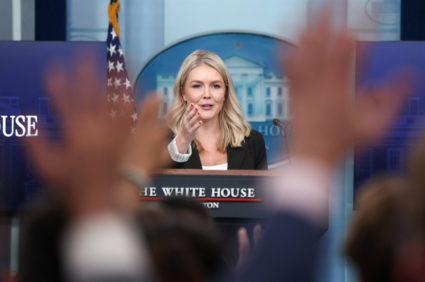 White House Press Secretary Leavitt holds a press briefing at the White House in Washington