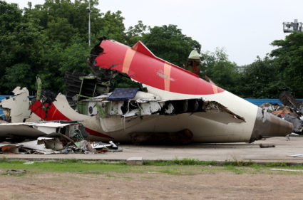 Wreckage of Air India Boeing 787-8 Dreamliner plane, outside Sardar Vallabhbhai Patel International, where it crashed near...