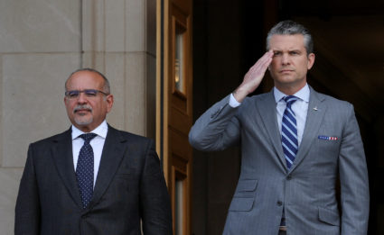U.S. Defense Secretary Pete Hegseth meets Bahrain's Crown Prince and Prime Minister Salman bin Hamad Al Khalifa in Washington