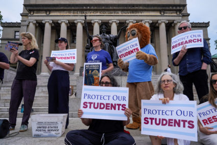 FILE PHOTO: Protest against the university's policies at the Columbia University campus in New York