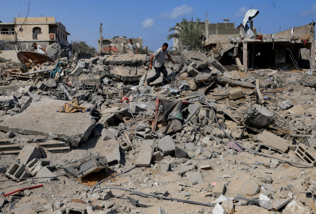 Aftermath of an Israeli raid in western part of Nuseirat