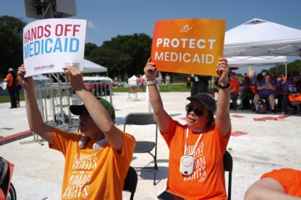 Demonstrators hold a four-day vigil in protest of cuts to Medicaid, in Washington