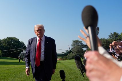 U.S. President Donald Trump departs for Scotland
