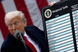 FILE PHOTO: U.S. President Trump delivers remarks on tariffs, at the White House