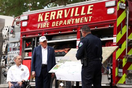 U.S. President Donald Trump visits flood affected areas of Texas