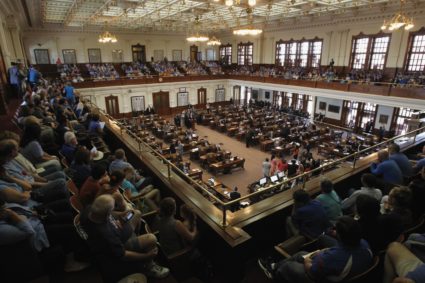 A packed gallery watches as House of Representatives meets to vote on legislation restricting abortion rights in Austin