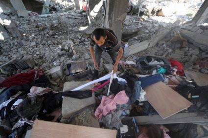 Aftermath of an overnight Israeli strike on a house, in Gaza City