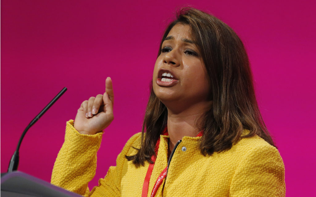 Britain's Labour Parliamentary Candidate for Hampstead and Kilburn Tulip Siddiq speaks during the Labour Party's annual co...