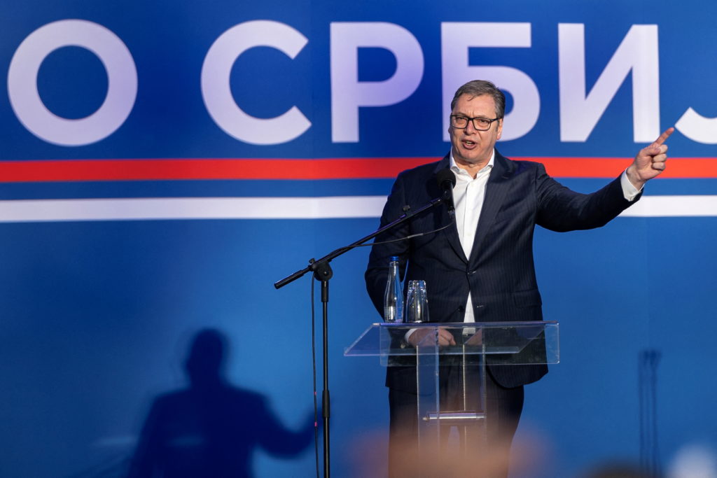 Serbia's President Vucic holds a rally in Nis