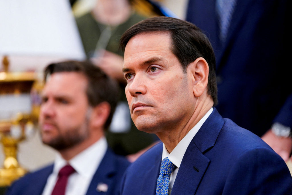FILE PHOTO: U.S. President Donald Trump meets with NATO Secretary General Mark Rutte at the White House in Washington, D.C.