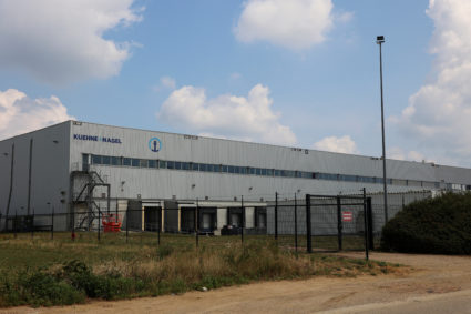 A view of a warehouse of Kuehne+Nagel, which houses U.S.-funded contraceptives worth nearly $10 million, in Geel