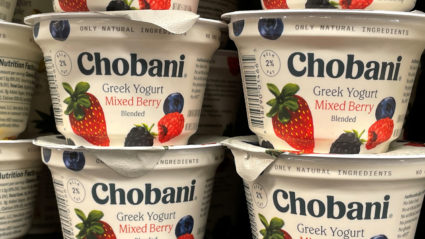 FILE PHOTO: Greek-yogurt maker Chobani is shown for sale in a California grocery store