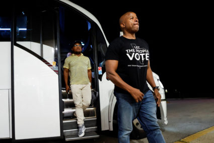 Democratic lawmakers from Texas hold a news conference with Illinois Governor J.B. Pritzker
