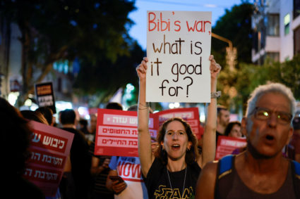 Protest demanding release of hostages held in Gaza, in Tel Aviv