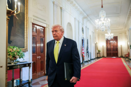 U.S. President Donald Trump hosts a Purple Heart Day event at the White House