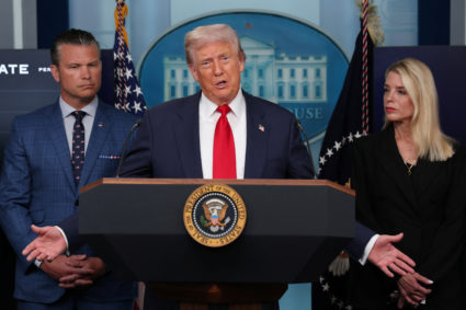 U.S. President Trump meets members of the media at the White House in Washington, D.C