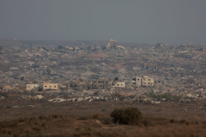 A general view shows destruction in North Gaza, as seen from Israel's border with Gaza