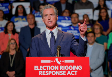 California Gov. Gavin Newsom makes redistricting announcement in Los Angeles, CA