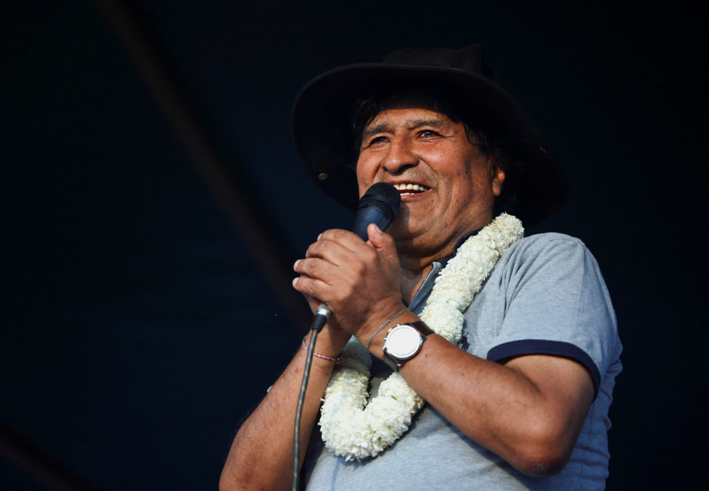 Former Bolivian President Morales holds a rally calling for "null voting" in upcoming presidential election