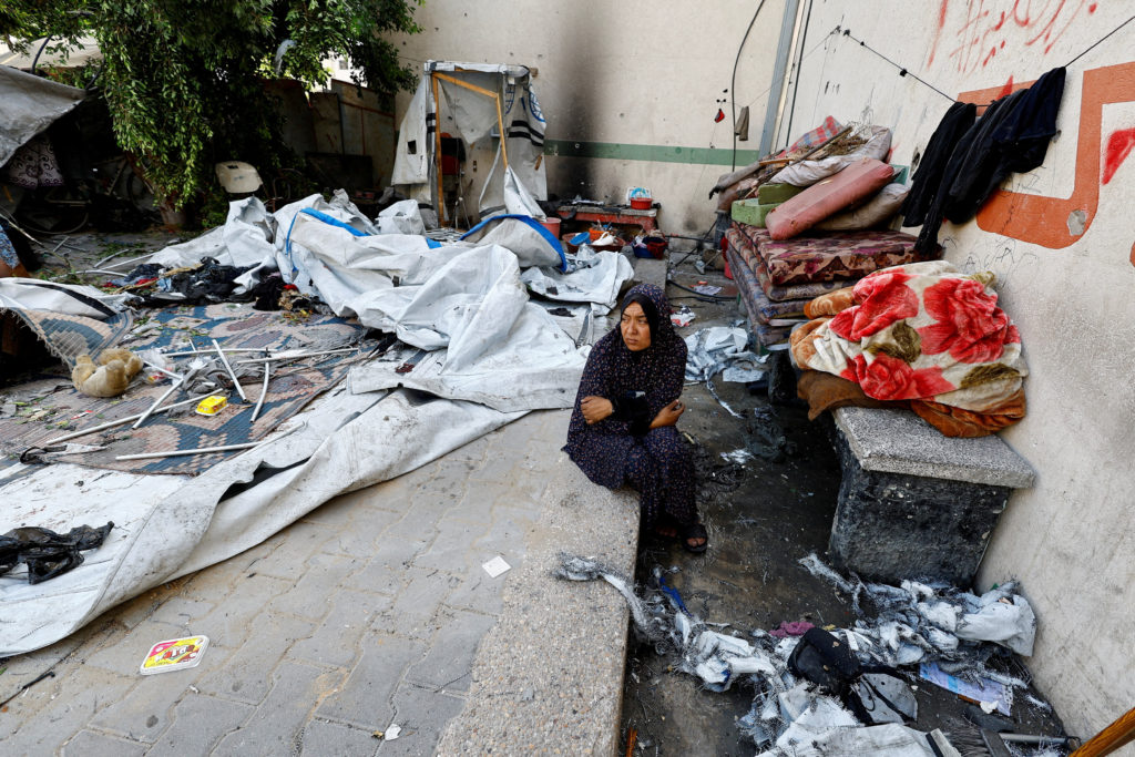 Aftermath of an Israeli strike on a school that was sheltering displaced Palestinians, in Gaza City